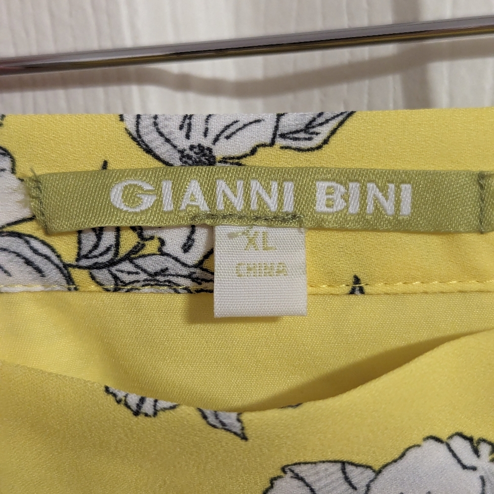 Gianni Bini skirt yellow floral asymmetrical hem size XL - Picture 4 of 8